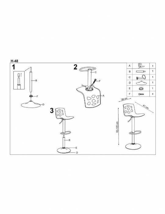 Scaun bar HM H48 negru [4]