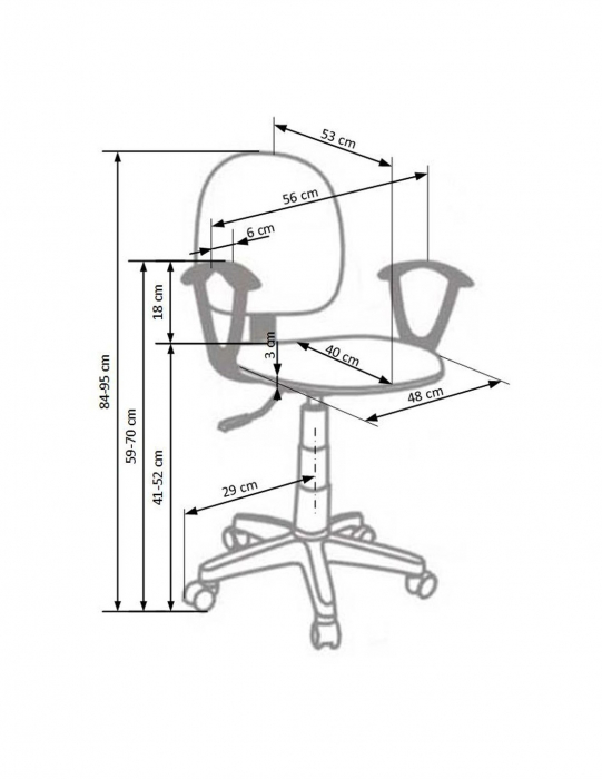 Scaun de birou pentru copii Darian Bis gri, cu spatar ergonomic si baza cu roti [5]