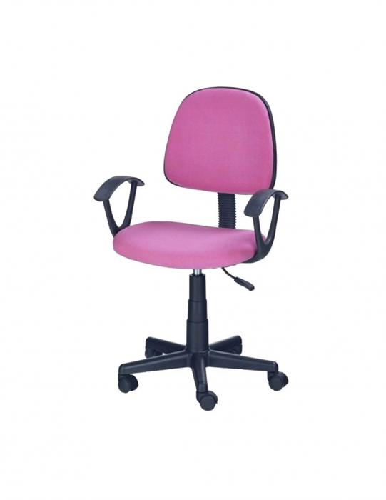Scaun de birou pentru copii HM Darian Bis, roz, cu spatar ergonomic si baza cu roti [2]