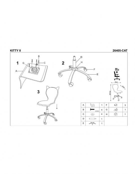 Scaun de birou pentru copii cu design Kitty, reglabil pe inaltime [3]
