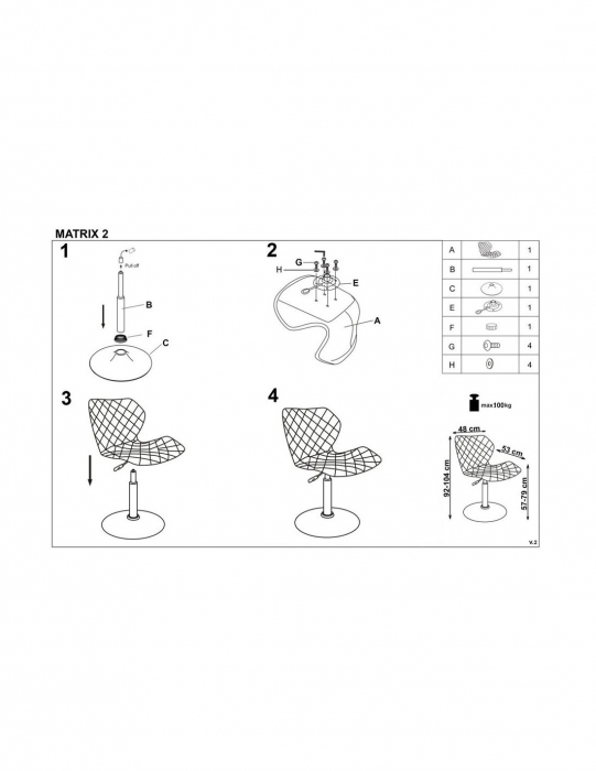 Scaun birou copii HM Matrix 2 alb - negru [7]
