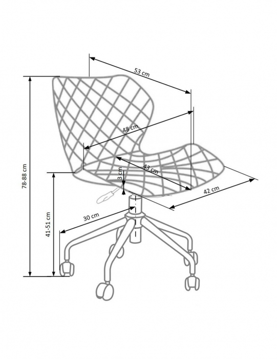 Scaun de birou copii HM Matrix alb-gri cu baza metalica si roti [7]