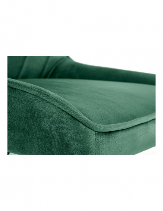 Scaun de birou copii HM Rico, verde, catifea, baza cromata cu roti [7]