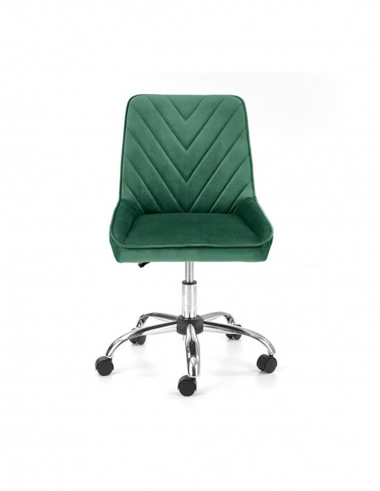 Scaun de birou copii HM Rico, verde, catifea, baza cromata cu roti [5]