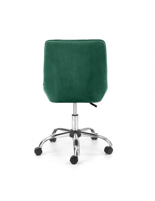 Scaun de birou copii HM Rico, verde, catifea, baza cromata cu roti [2]