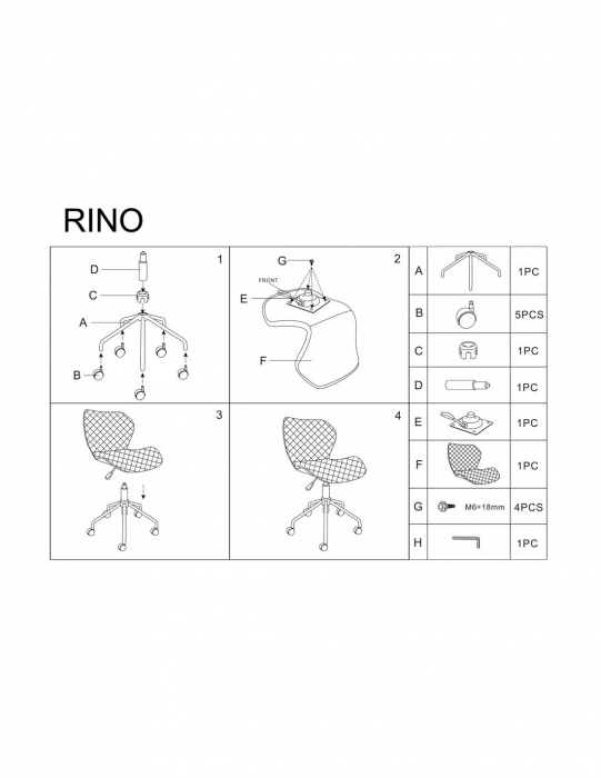 Scaun birou copii SL Rino alb - negru [3]