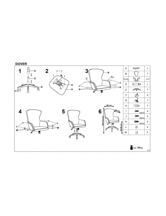 Scaun birou HM Dover gri-negru, design modern, tapiterie textila [3]