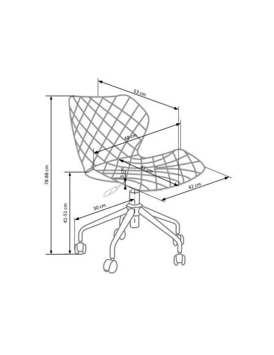 Scaun birou HM Matrix alb-negru cu baza metalica si roti [6]