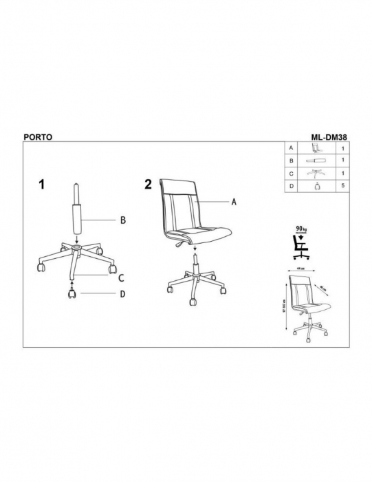 Scaun birou HM Porto negru [4]