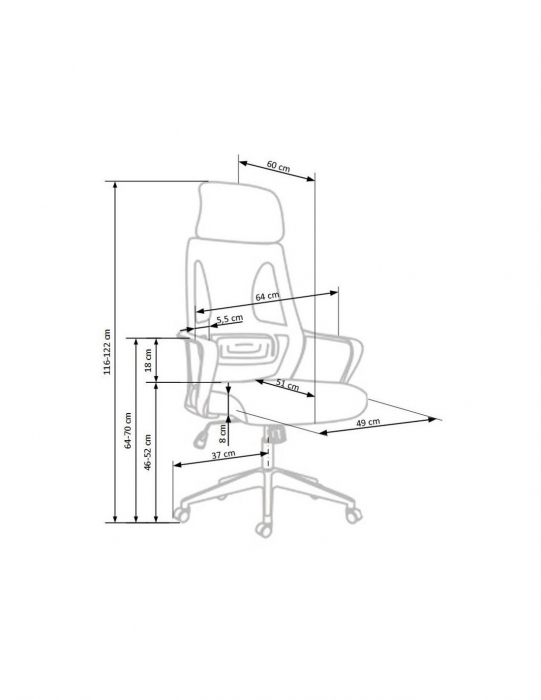 Scaun birou HM Valdez negru-gri [7]