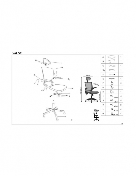 Scaun de birou ergonomic HM Valor negru-gri cu tetiera si spatar din mesh [3]