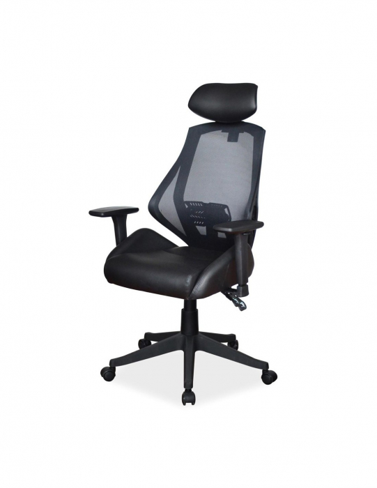 Scaun de birou ergonomic SL Q406 negru cu tetiera si spatar din mesh [2]
