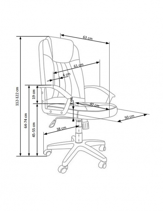 Scaun de birou Rino gri din stofa, cu spatar ergonomic [3]