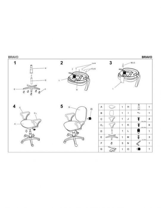 Scaun de birou negru HM Bravo cu suport lombar si roti [3]