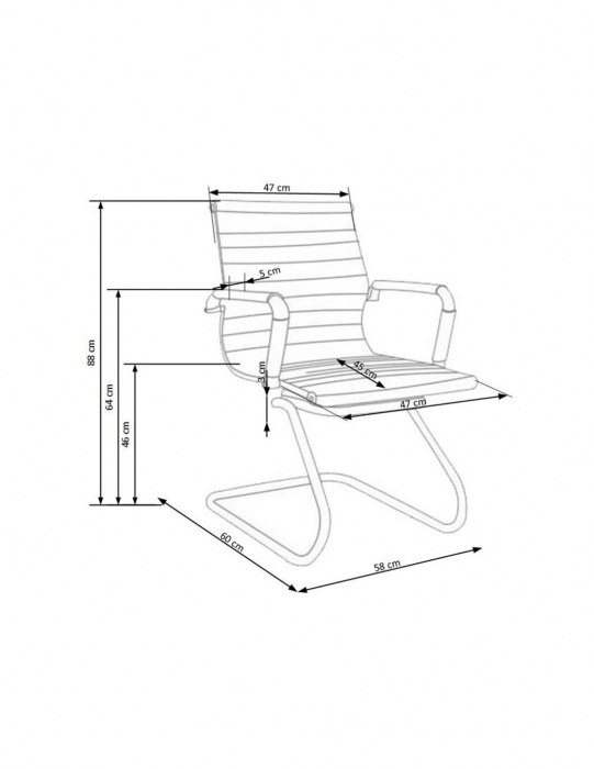 Scaun conferinta HM Prestige Skid negru cu baza metalica cromata [4]