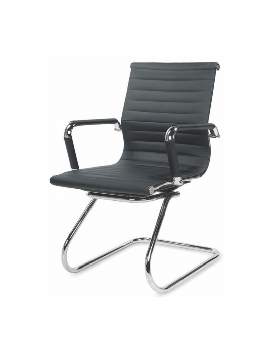 Scaun conferinta HM Prestige Skid negru cu baza metalica cromata [2]
