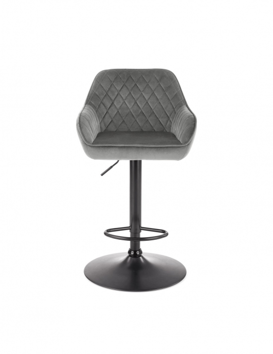 Scaun de bar gri HM H103 din catifea cu spatar capitonat si baza metalica [4]