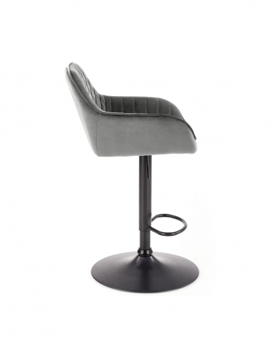 Scaun de bar gri HM H103 din catifea cu spatar capitonat si baza metalica [6]