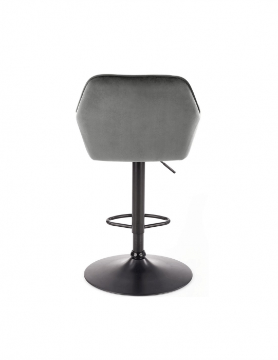 Scaun de bar gri HM H103 din catifea cu spatar capitonat si baza metalica [8]