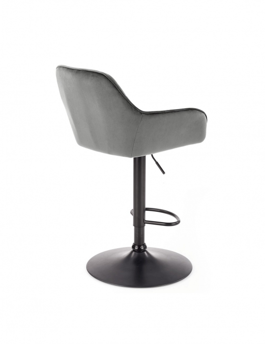 Scaun de bar gri HM H103 din catifea cu spatar capitonat si baza metalica [7]
