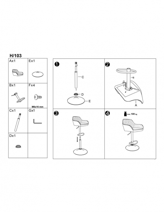 Scaun de bar gri HM H103 din catifea cu spatar capitonat si baza metalica [11]