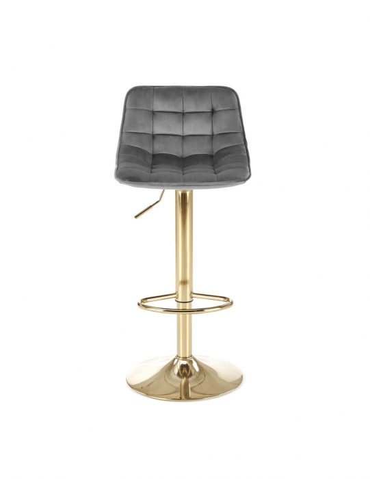 Scaun de bar HM H120 gri cu picioare aurii, catifea [4]