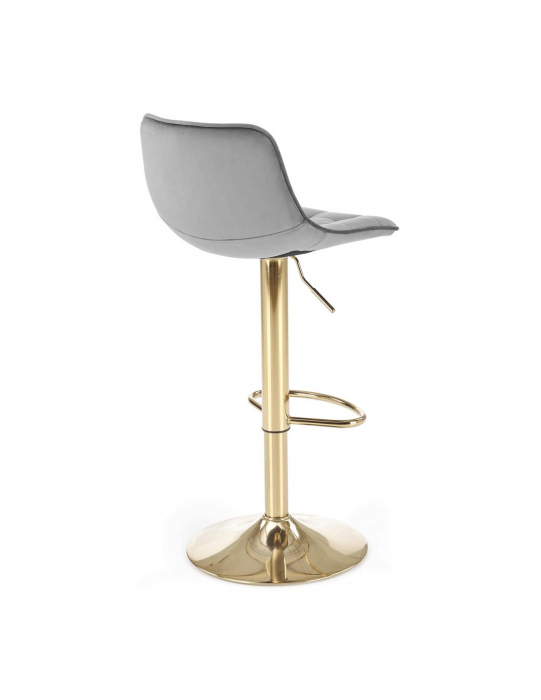 Scaun de bar HM H120 gri cu picioare aurii, catifea [10]