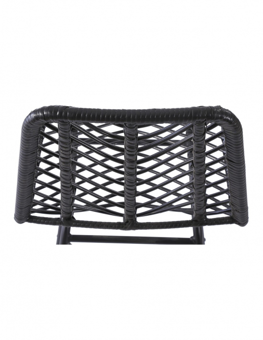 Scaun de bar negru HM H97 cu sezut si spatar impletit din ratan si picioare metalice [10]