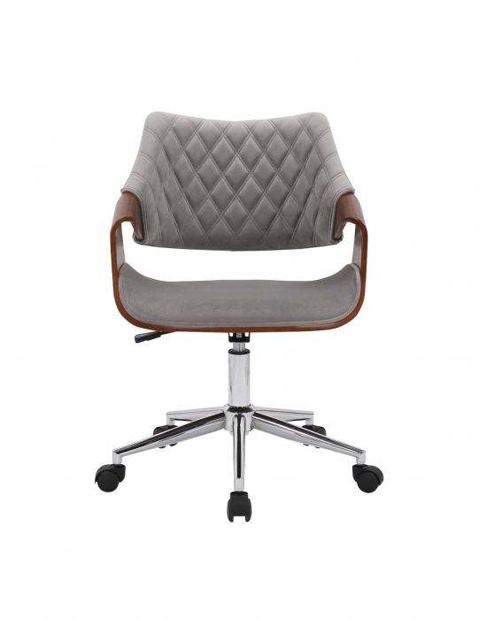 Scaun de birou HM Colt, din catifea gri, cu picioare cromate și design modern [2]