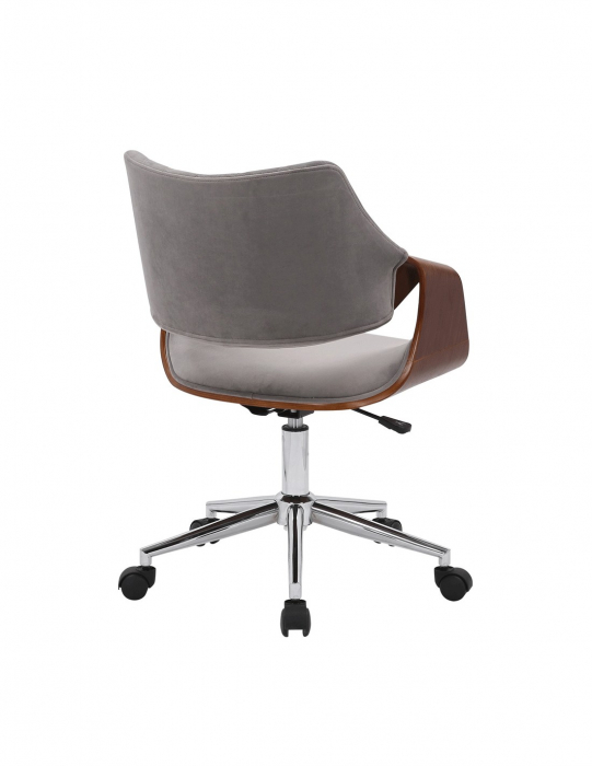 Scaun de birou HM Colt, din catifea gri, cu picioare cromate și design modern [3]
