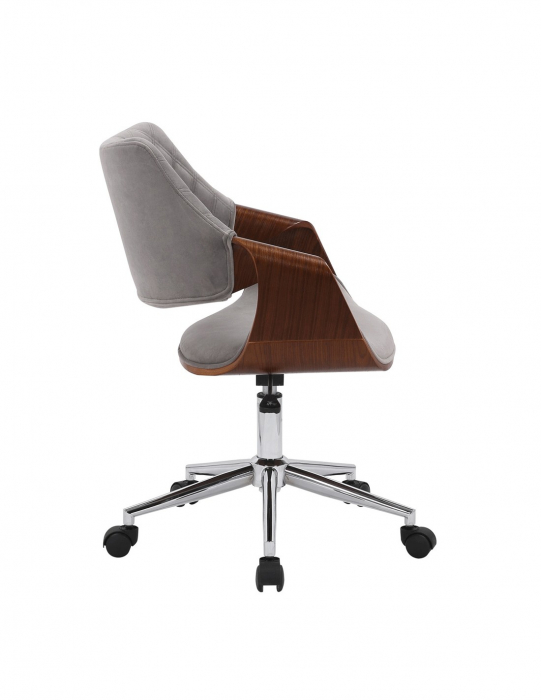 Scaun de birou HM Colt, din catifea gri, cu picioare cromate și design modern [5]