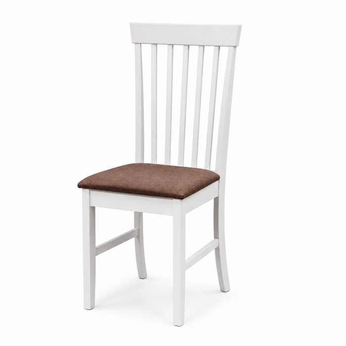 Scaun de living si bucatarie din lemn masiv Glendale, tapiterie stofa,100 kg, 93x49x41.5 cm, alb/maro [3]