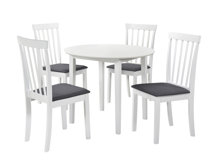 Scaun de living si bucatarie din lemn masiv Houston, tapiterie stofa,100 kg, 94x49x40 cm, alb/gri [4]