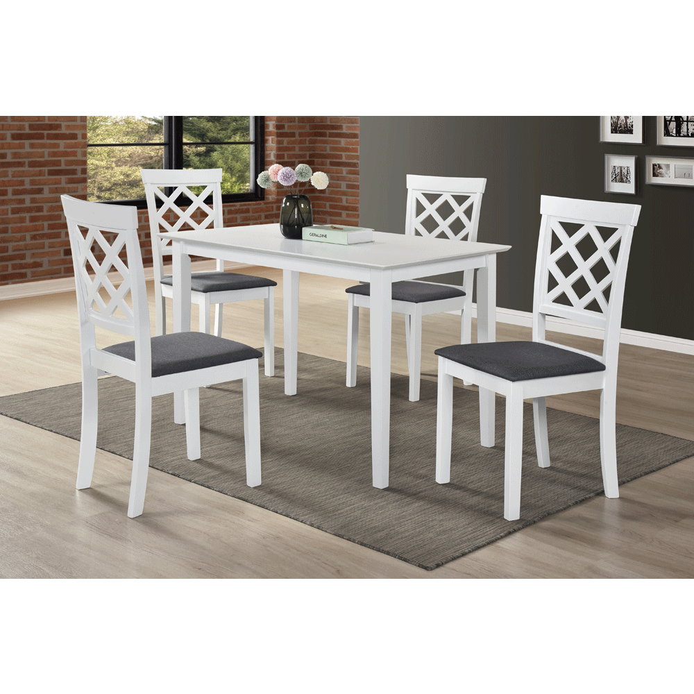 Scaun de living si bucatarie din lemn masiv Vienna, tapiterie stofa,100 kg, 94x49x40 cm, alb/gri [3]