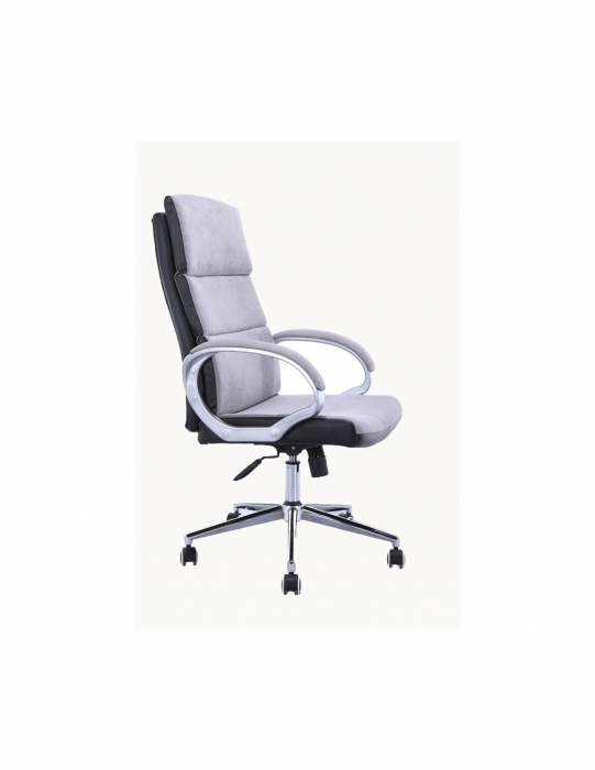 Scaun directorial GN109 gri din material textil, cu brate cromate si baza metalica pe roti [3]