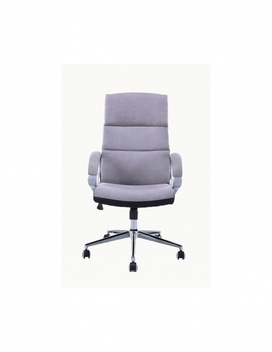 Scaun directorial GN109 gri din material textil, cu brate cromate si baza metalica pe roti [2]