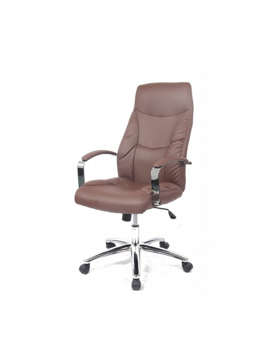 Scaun directorial GN62 piele ecologica crem cu brate metalice si baza cu rotile [8]