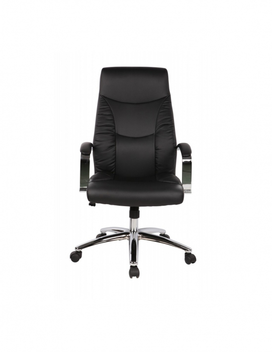 Scaun directorial GN62 piele ecologica crem cu brate metalice si baza cu rotile [9]