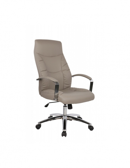 Scaun directorial GN62 piele ecologica crem cu brate metalice si baza cu rotile [2]