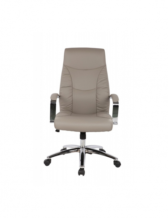 Scaun directorial GN62 piele ecologica crem cu brate metalice si baza cu rotile [4]
