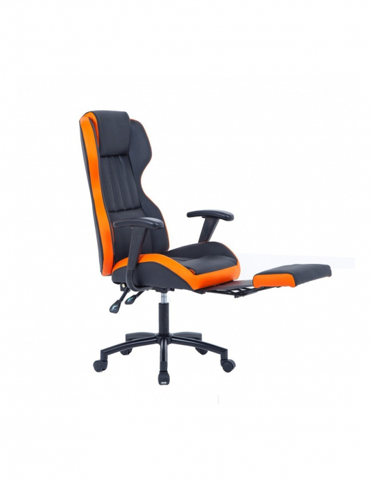 Scaun directorial GN77 Kronos negru si portocaliu, cu suport retractabil pentru picioare [3]