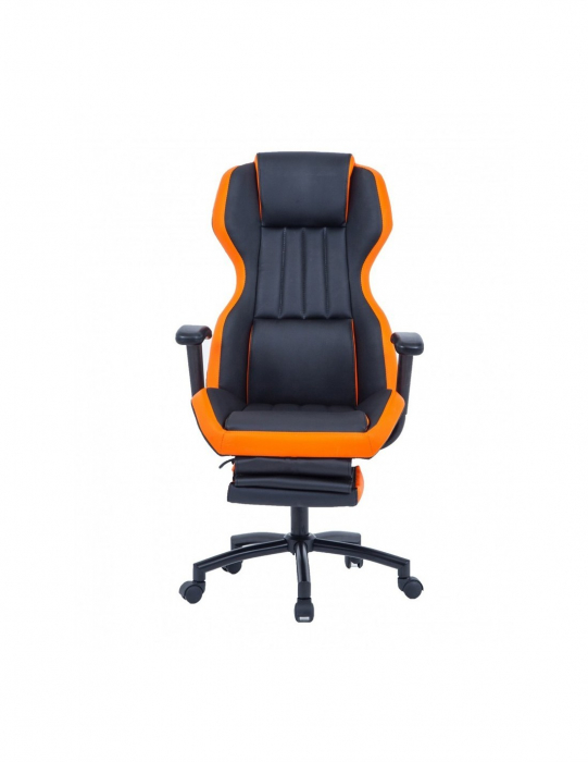 Scaun directorial GN77 Kronos negru si portocaliu, cu suport retractabil pentru picioare [2]