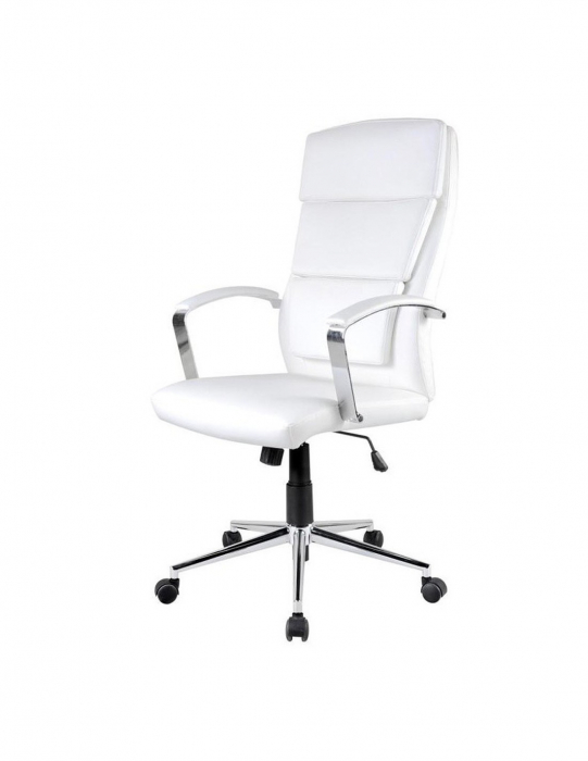 Scaun directorial HM Aurelius alb, piele ecologica, cadru cromat, ergonomic [2]