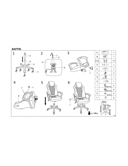 Scaun directorial HM Baffin rosu - negru, piele ecologica [4]