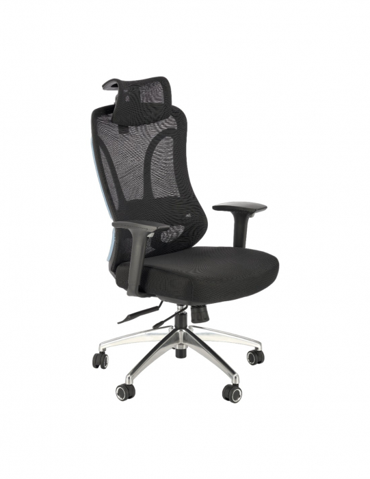 Scaun directorial negru HM Gilberto, ergonomic, cu suport lombar și bază din aluminiu cromat [3]
