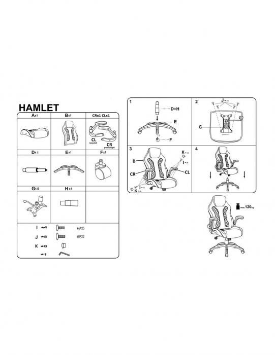 Scaun directorial HM Hamlet negru cu design ergonomic si cotiere reglabile [9]