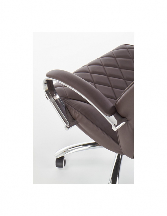 Scaun directorial HM Hilton piele ecologica maro cu baza cromata [2]