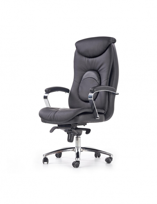 Scaun directorial HM Quad negru din piele ecologica cu baza cromata [2]