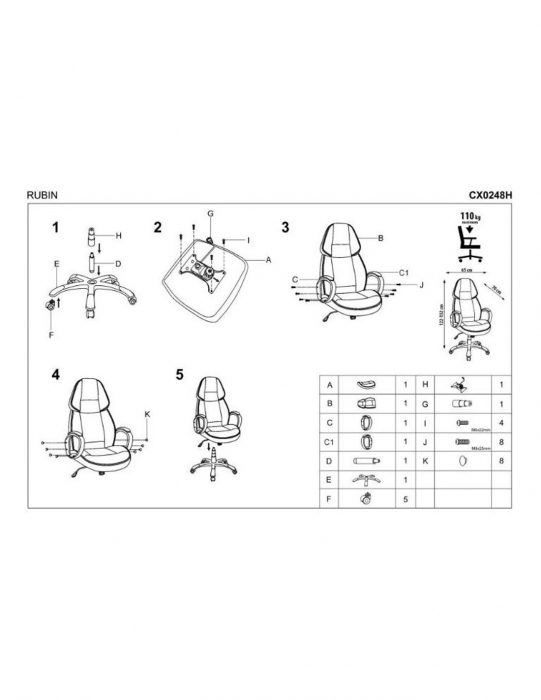 Scaun directorial HM Rubin negru cu rosu, design ergonomic [5]