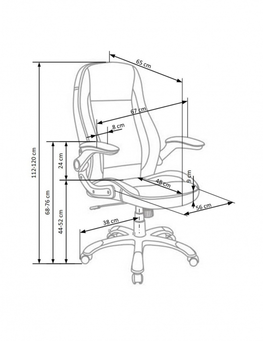Scaun directorial HM Saturn alb, piele ecologica perforata, brate ajustabile [3]